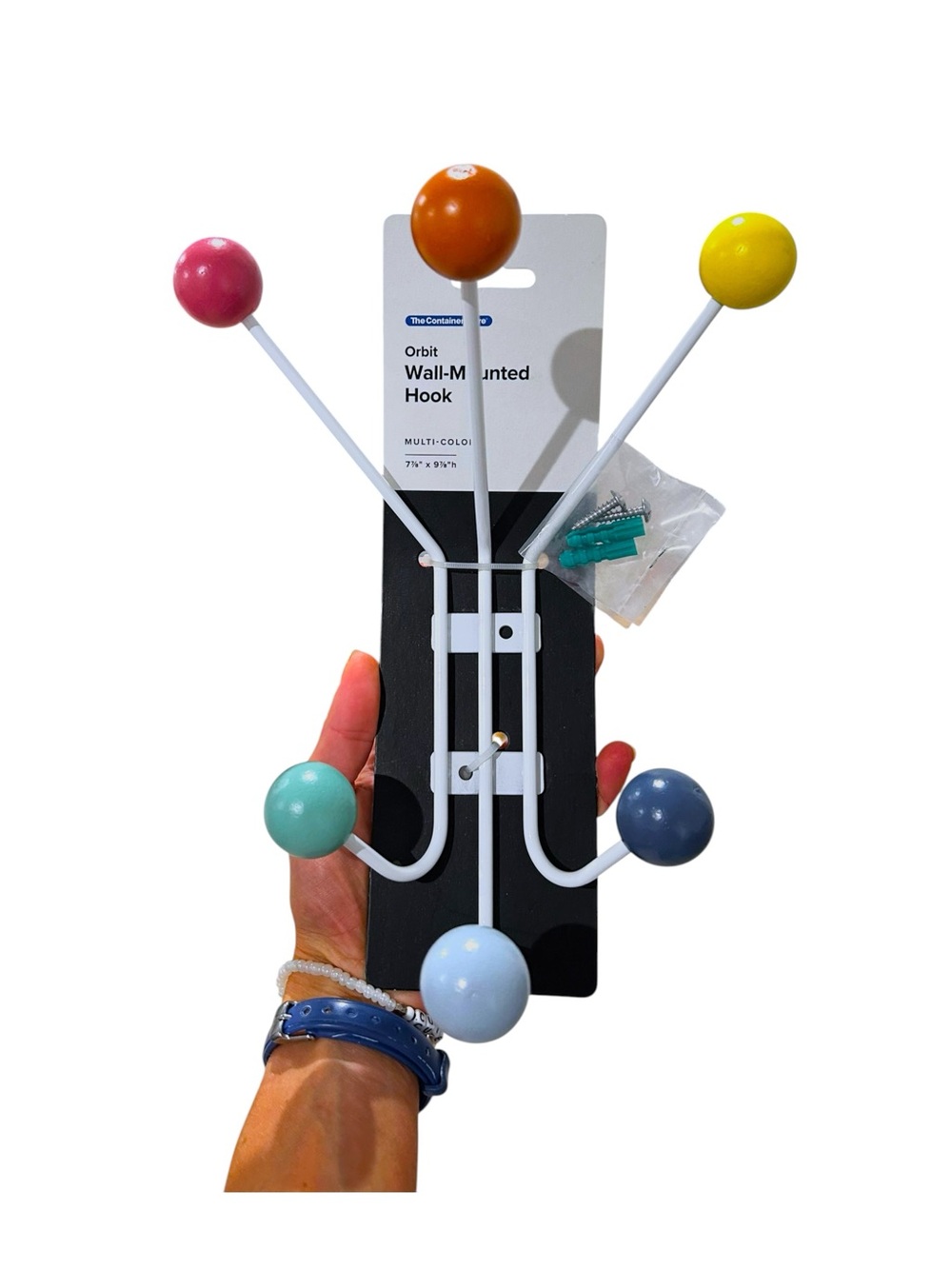 The Container Store 6 Hook Colorful Orbit Wall‑Mounted Storage Mount Multi‑Color